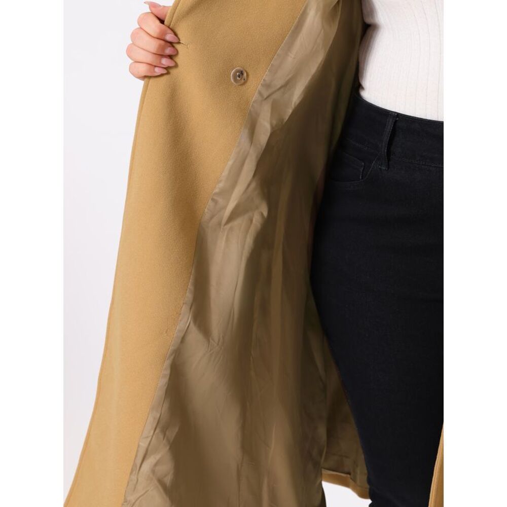 Plus Size A Line with Pockets Winter Trench Long Coats Camel - Picture 5 of 6